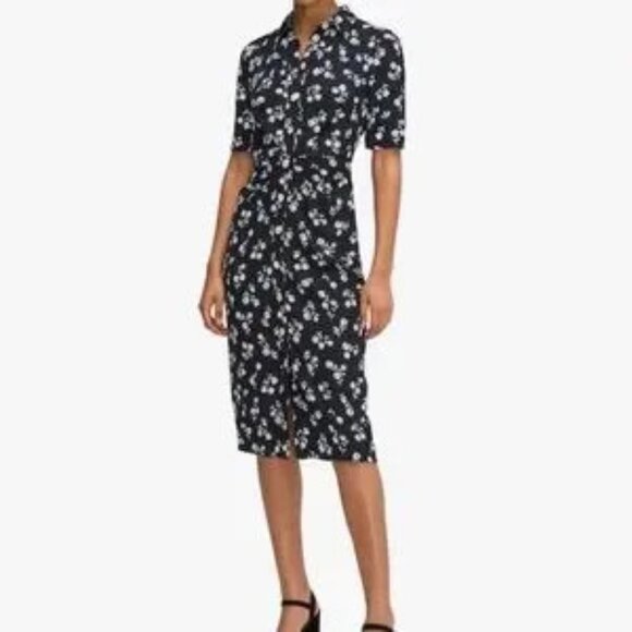 Kate Spade Dresses & Skirts - Kate Spade Dress Womens Size XS-Small Black Dandelion Floral Shirtdress Midi